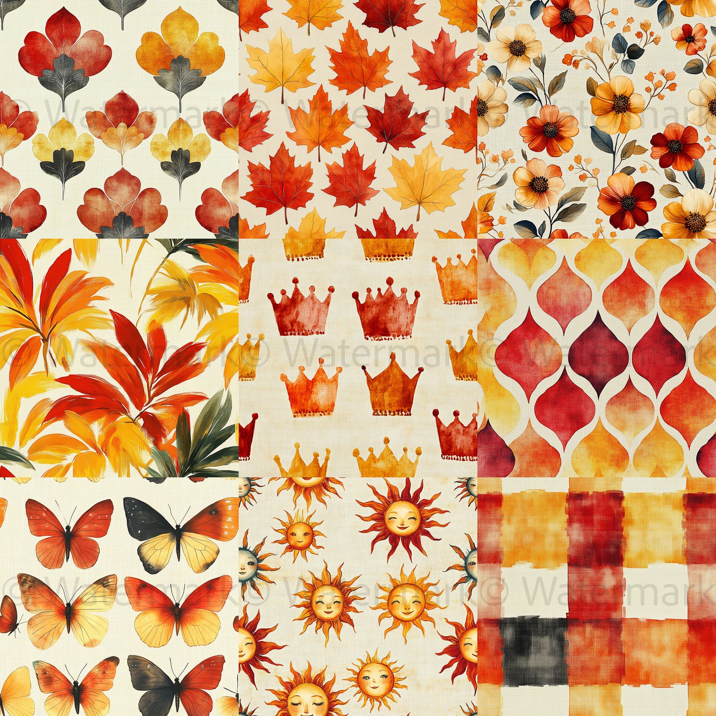 Midjourney Prompts For Watercolor Autumn Seamless Papers