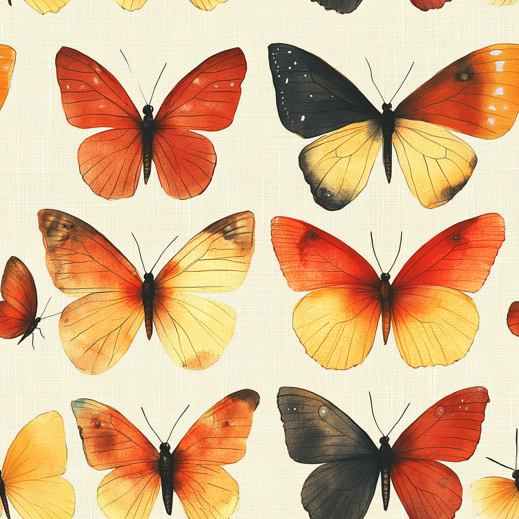 autumn colors butterflies Midjourney Prompts For Watercolor Autumn Seamless Papers