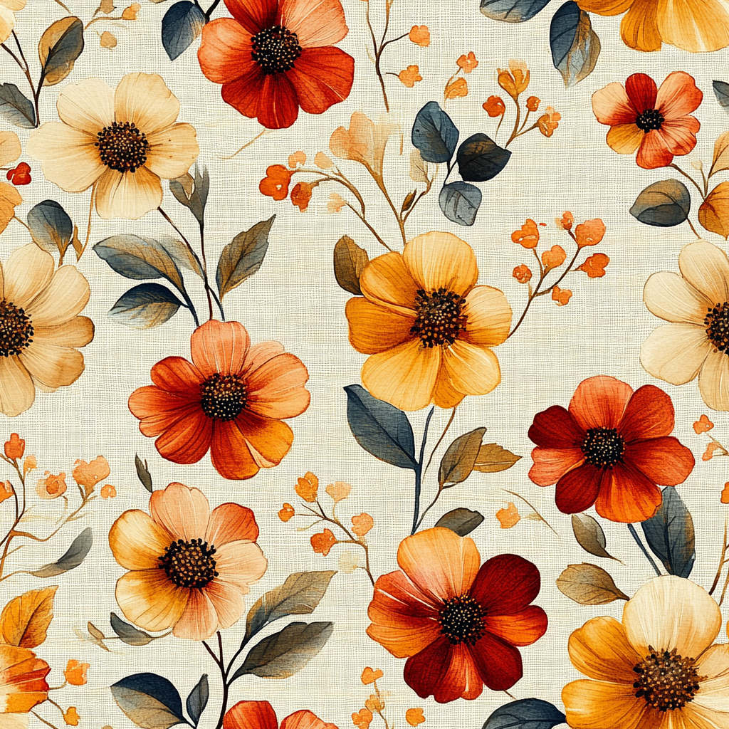 floral Midjourney Prompts For Watercolor Autumn Seamless Papers