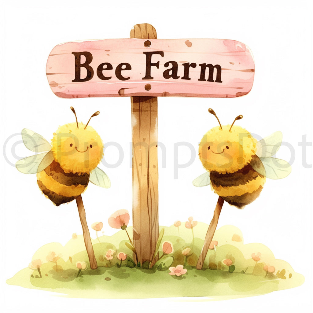 cute farm sign watercolor