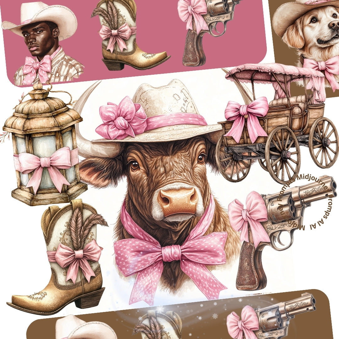 Midjourney Prompts for Watercolor Western Coquette Clipart