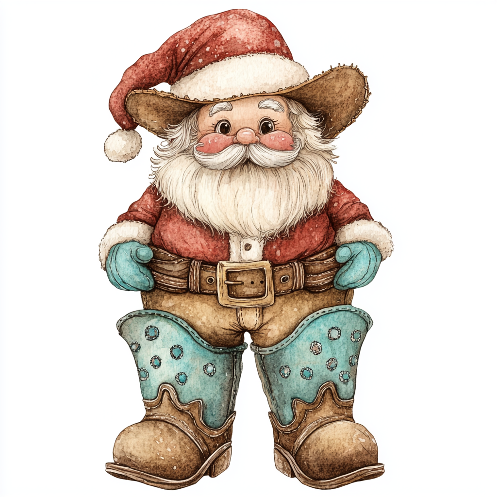 Midjourney Prompts for Western Cowboy Christmas Clipart