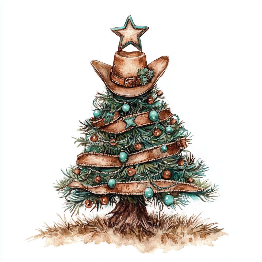 Midjourney Prompts for Western Cowboy Christmas Clipart