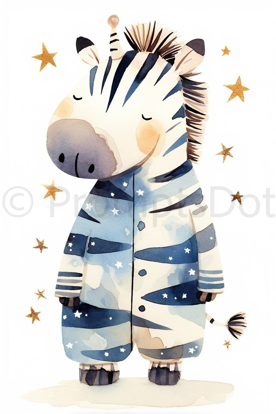 zebra Whimsical Nursery Characters Midjourney Prompts