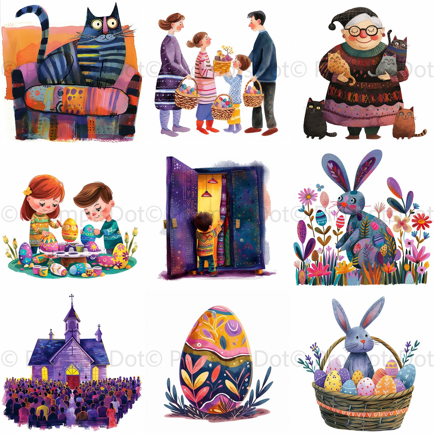 Whimsical And Easter Illustrations Midjourney Prompt
