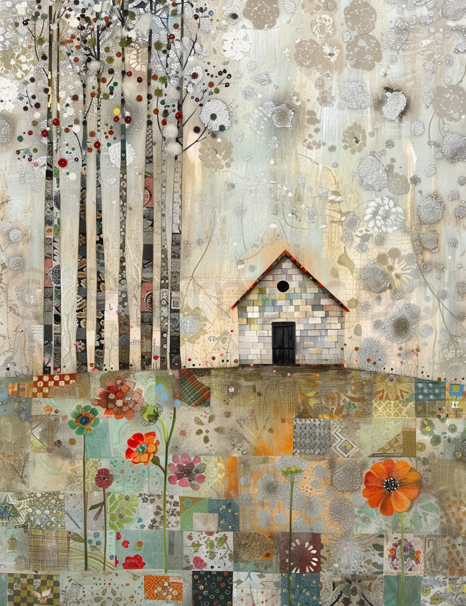 a house in the woods Midjourney Prompts For Wildflowers Nature Digital Papers