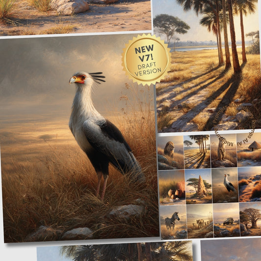 Midjourney V 7 Prompts for Wildlife Africa Savannah Digital Pages