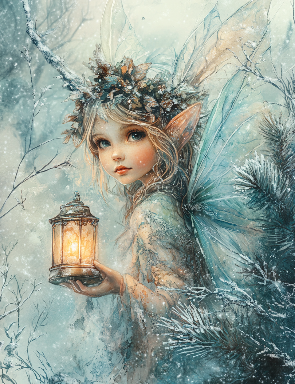 Midjourney V 6.1 Prompts for Winter Forest Fairies Fine Art