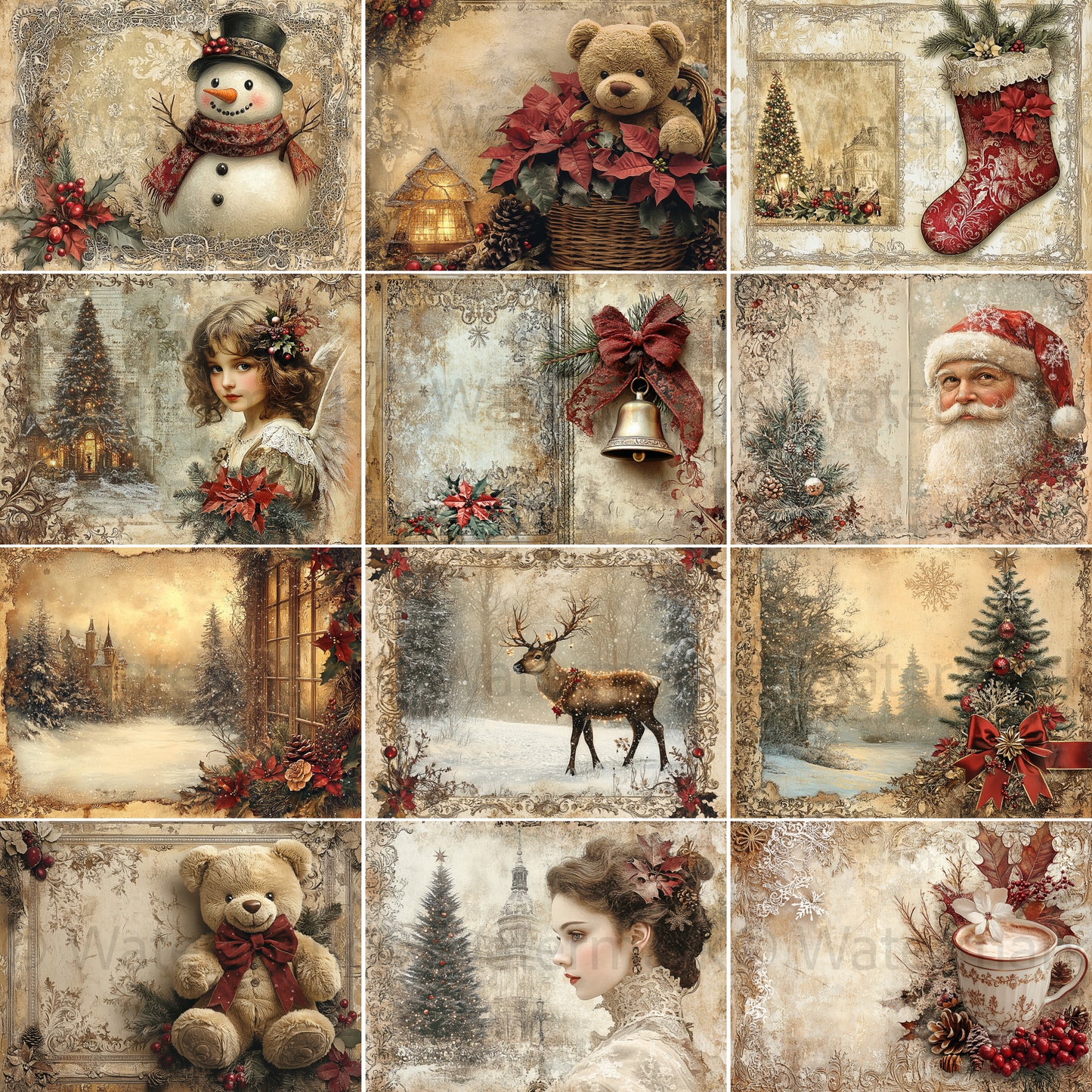 Midjourney Prompts for Winter Rococo Christmas Junk Journal Kit