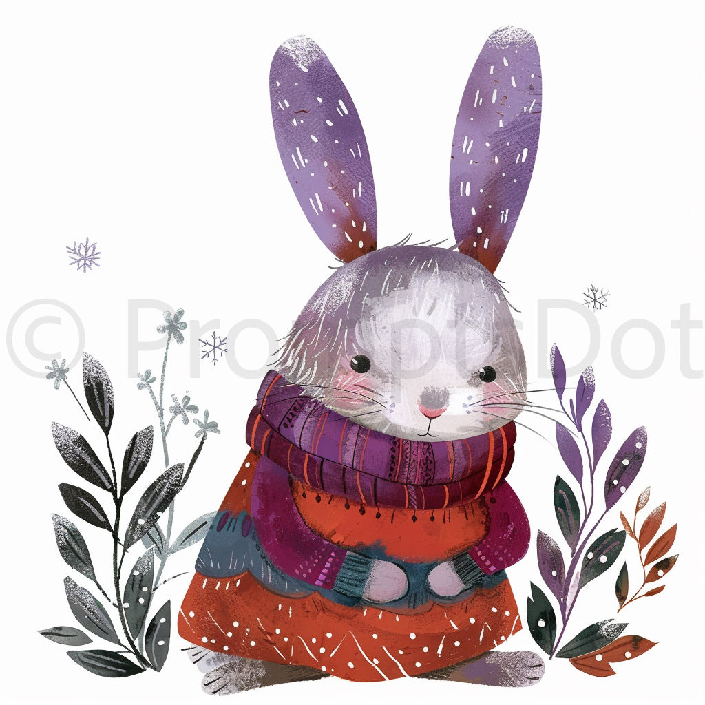 a cute bunny winter clipart