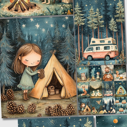 Midjourney V 6.1 Prompts for Woodland Camping Memories Journal Pages