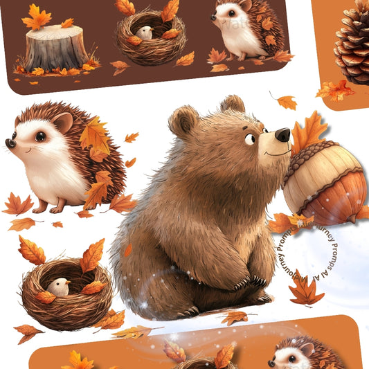 Midjourney Guide PDF For Cute Woodland In Autumn Illustrations