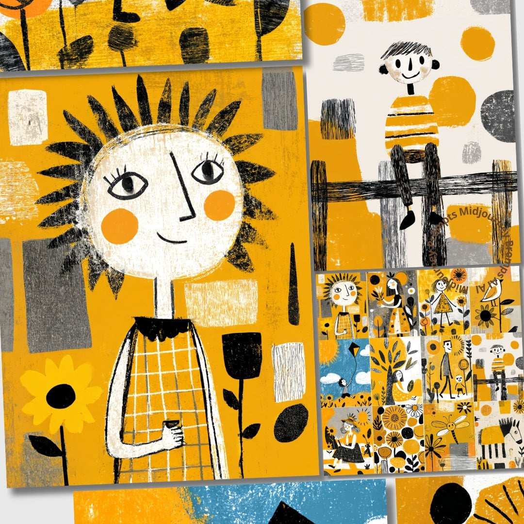 Midjourney V 7 Prompts for Yellow Summer Junk Journal Pages
