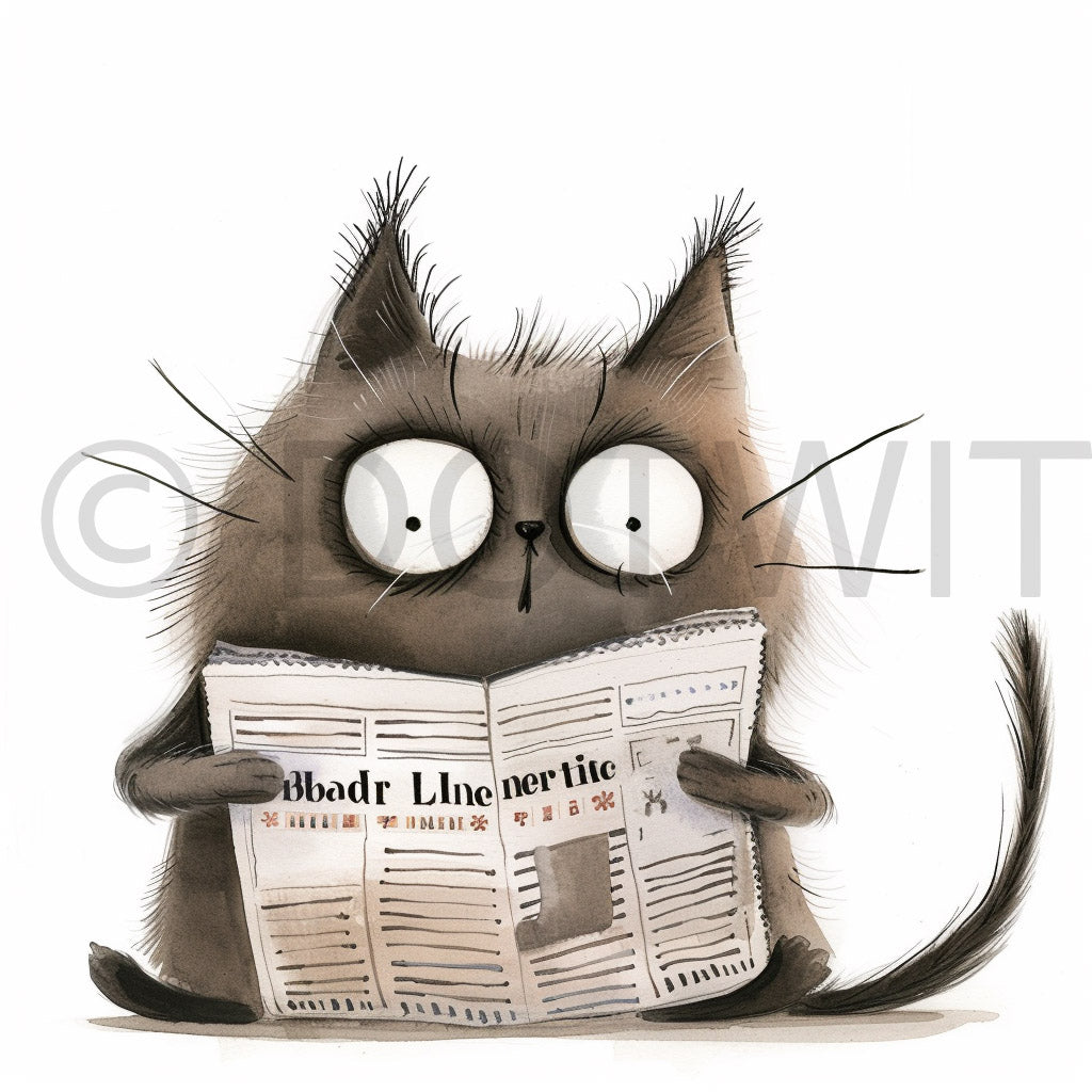 a cat reading the newspaper