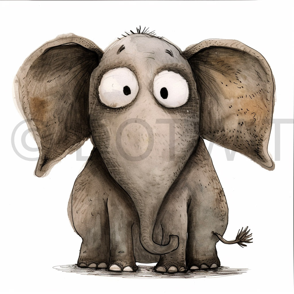 a cute elephant Cute And Funny Characters Midjourney Prompt