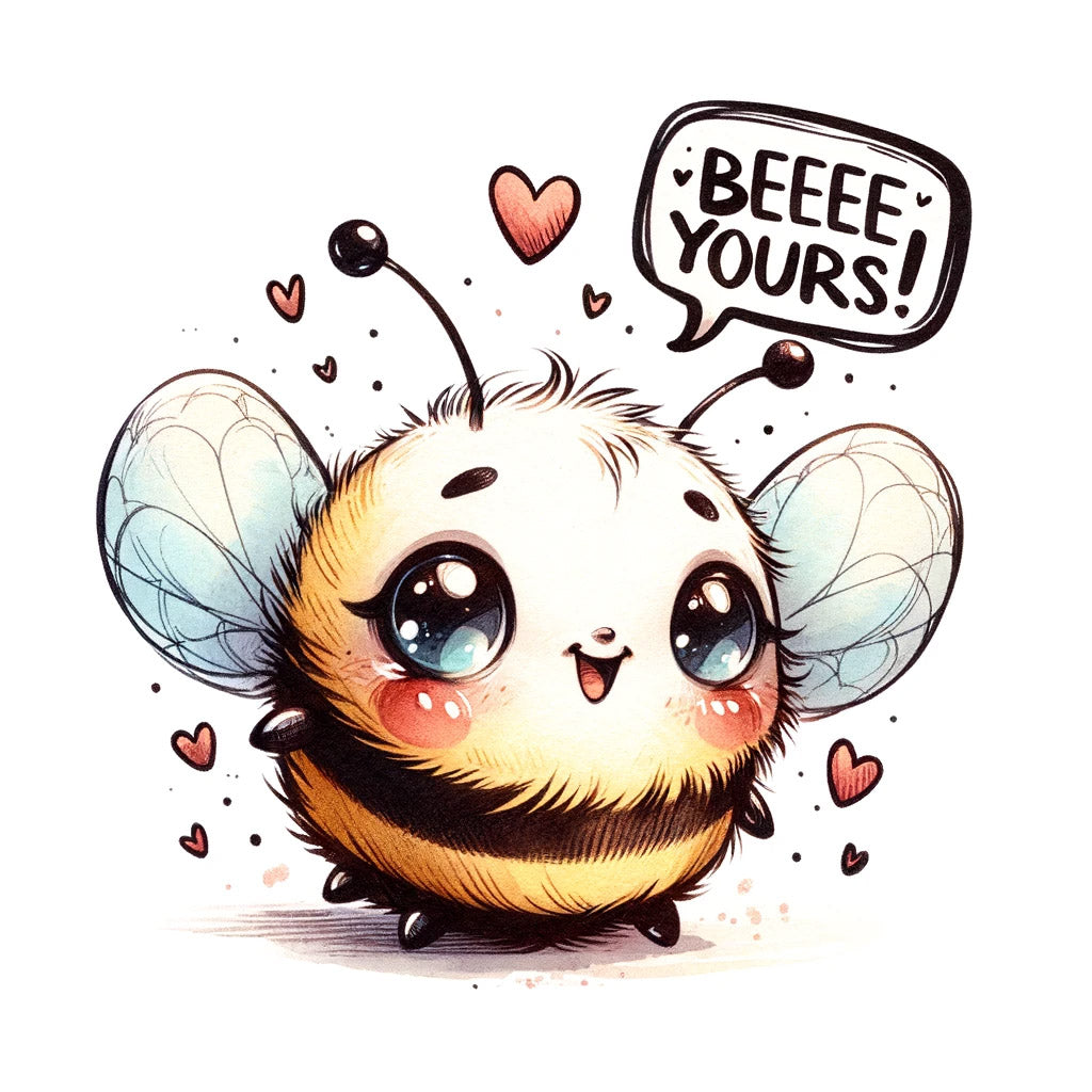 a cute bee DALLE 3 Prompt For Romantic Valentines With Text