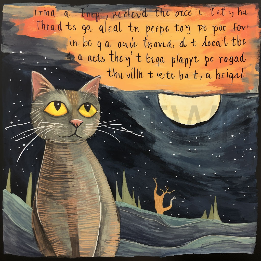 a cute cat Whimsical Art With Text Midjourney Prompt
