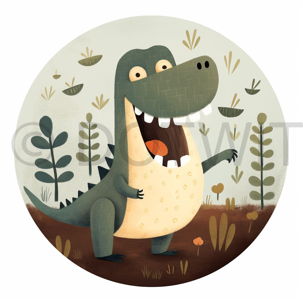 a crocodile Cute Animals Stickers Safari Icons Art Digital Art and Midjourney Prompt Commercial Use