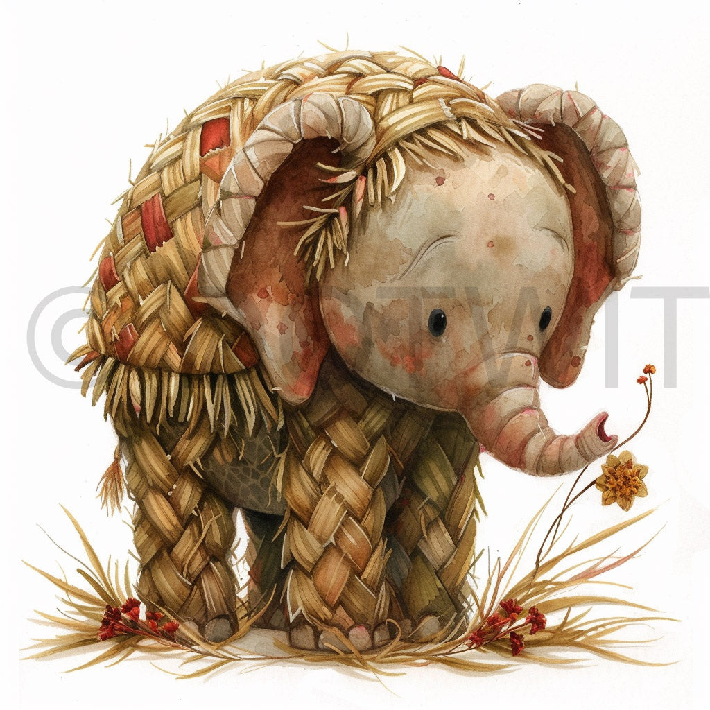 a cute elephant straw clipart