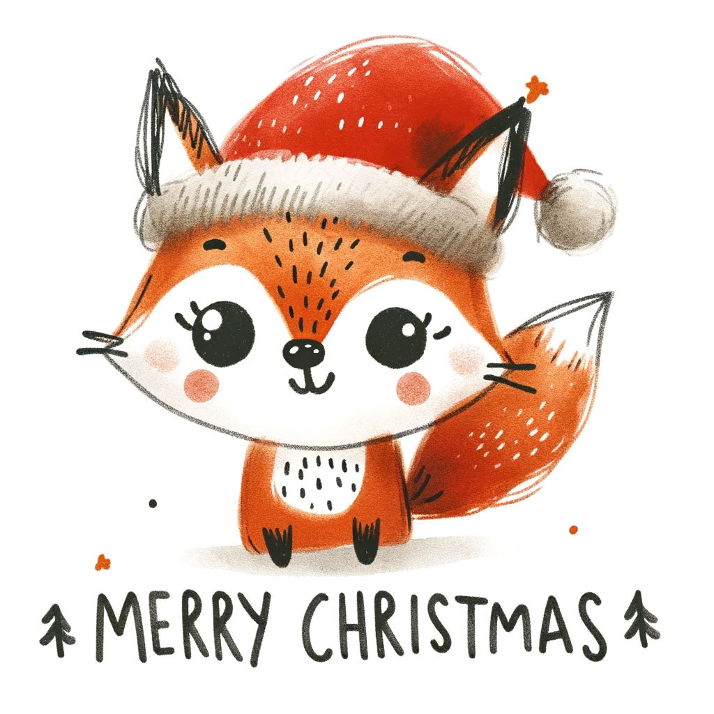 a fox Cute Christmas Illustrations with Text DALL-E 3 Prompt