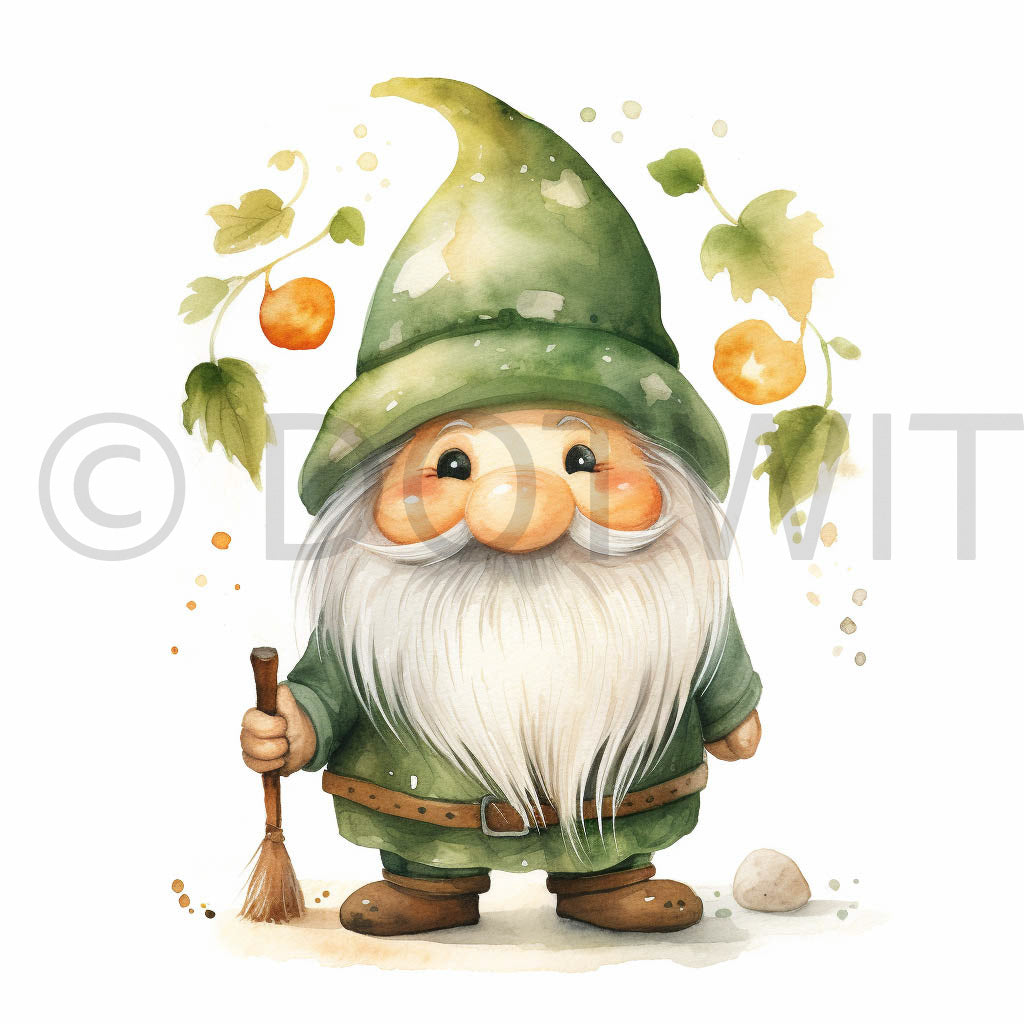 a cute san Patrick's day gnome Cute Saint Patrick's Day Watercolor Digital Art and Midjourney Prompt Commercial Use