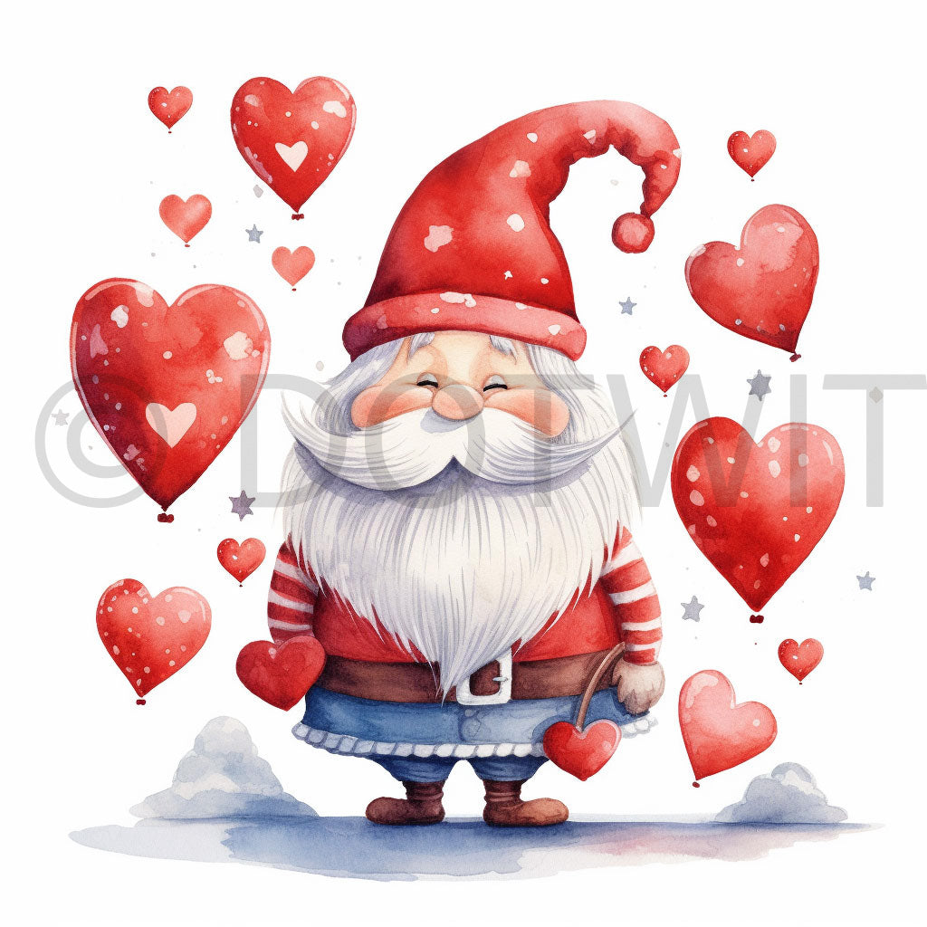 a cute santa with hearts Romantic Christmas Watercolors With Hearts Digital Art and Midjourney Prompt Commercial Use