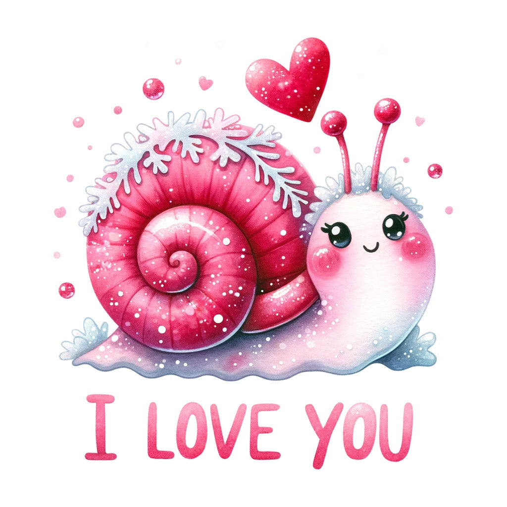 a cute snail Cute Valentines Illustrations With Text DALLE3 DALLE Prompt