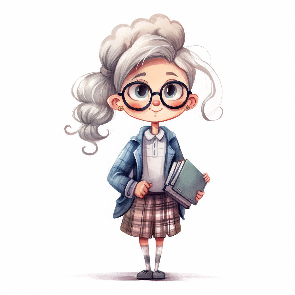 a cute teacher Cute School Watercolors Midjourney Prompt Commercial Use