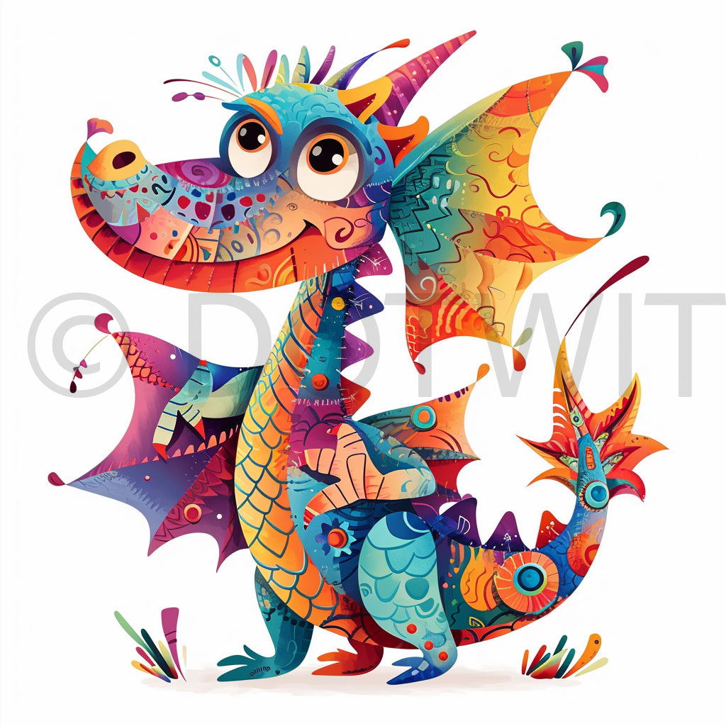 a dragon Midjourney Prompt For Childish Whimsical Cartoons