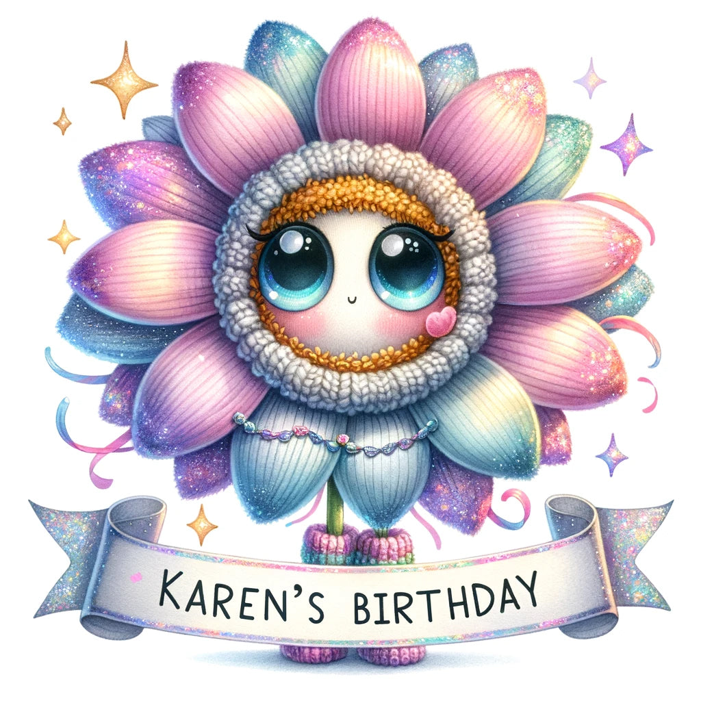 DALLE3 Prompt for Birthday Illustrations With Text a flower