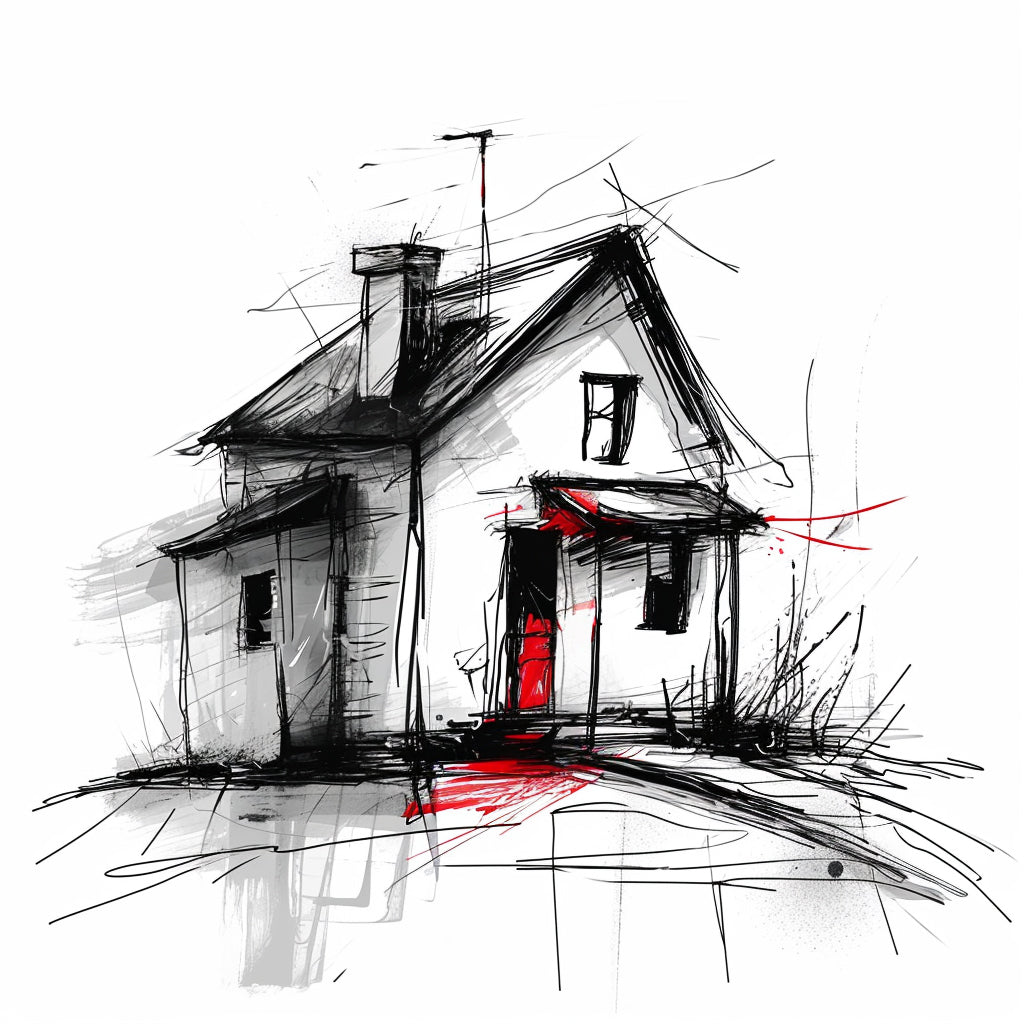 a house Midjourney Prompt V6 for Lineal Art Drawings