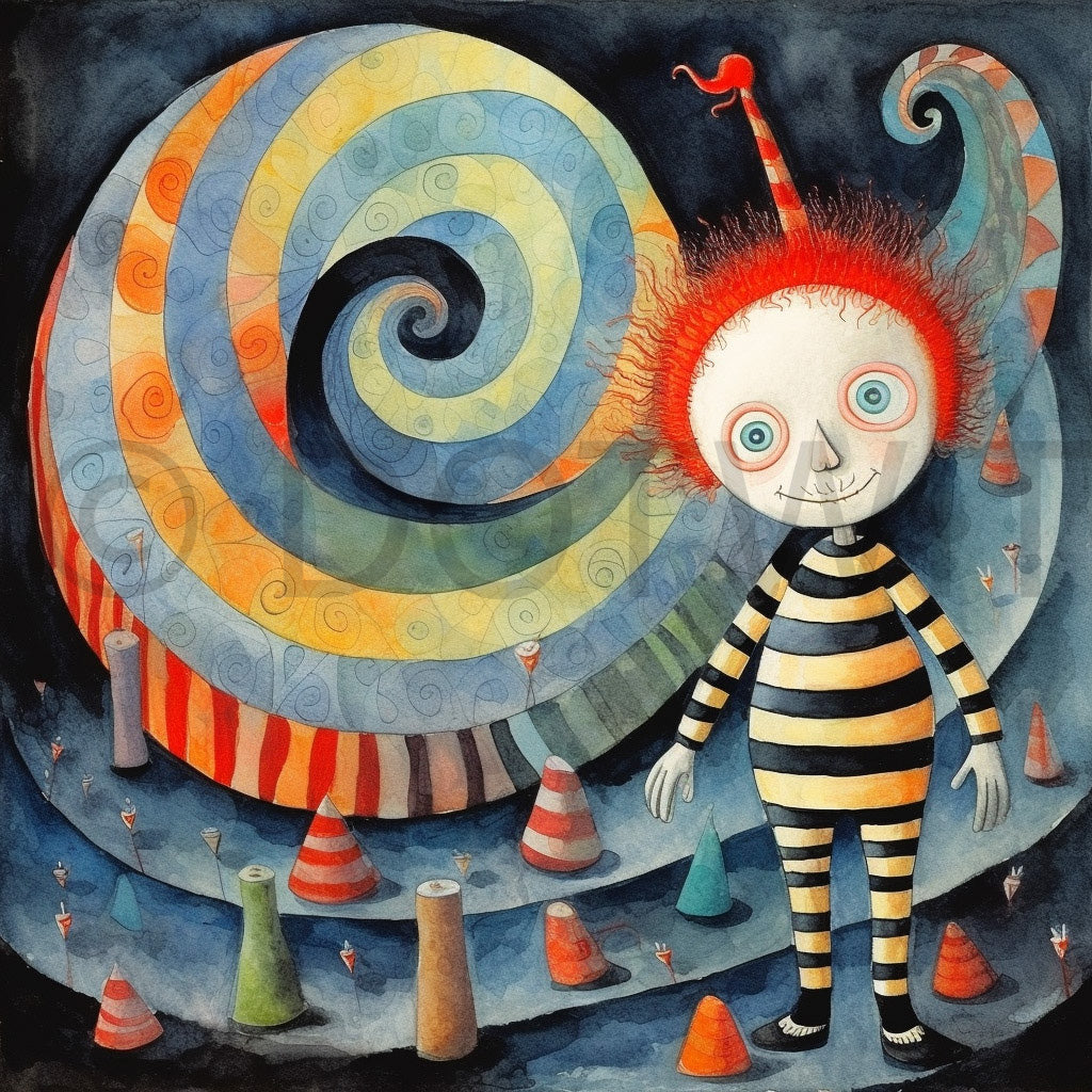 an spiral Whimsical Surreal Art Cute Surrealisms Digital Art and Midjourney Prompt Commercial Use