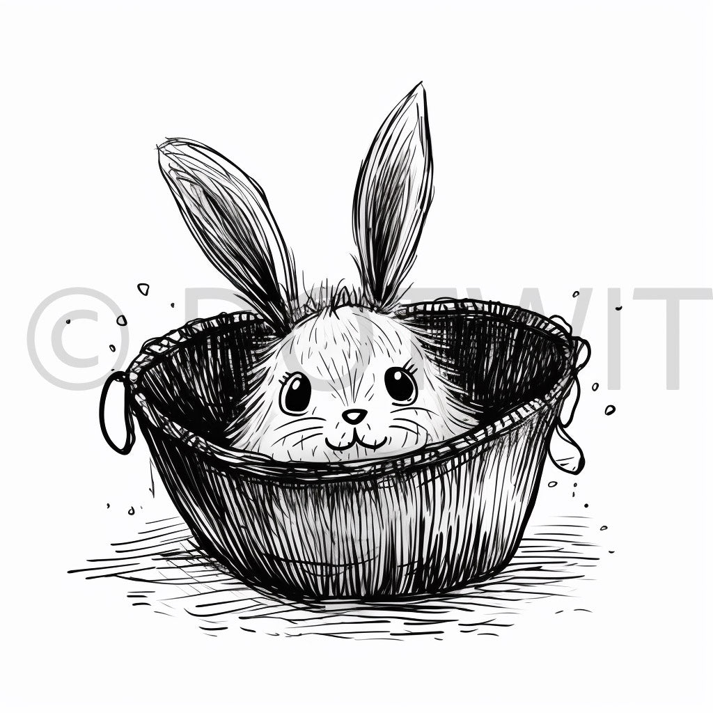 a cute rabbit Cute Ink Funny Clipart Tshirt Designs Digital Art and Midjourney Prompt Commercial Use