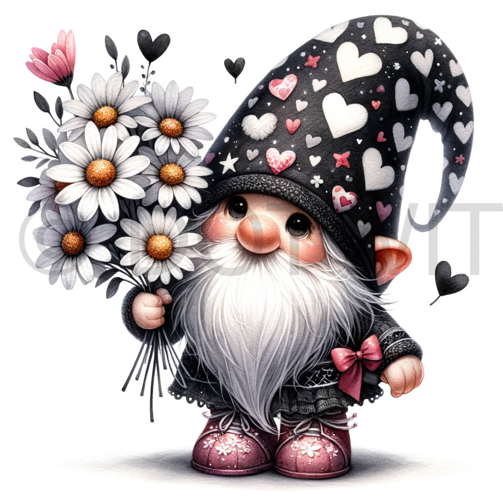 Gnomes And Romantic Illustrations DALLE3 DALLE Prompt gnome with flowers