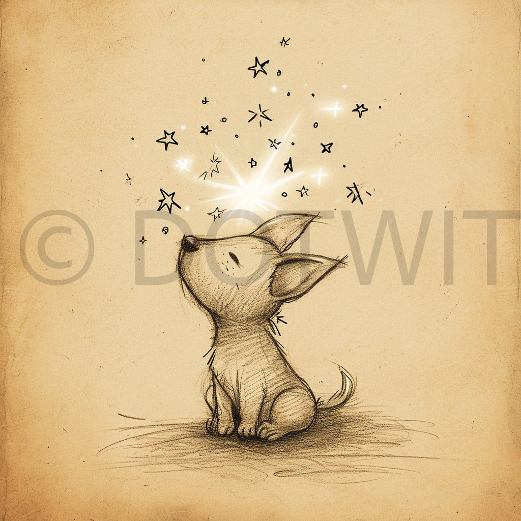 a dog Shiny Sparkling Cute Drawings Midjourney Prompt
