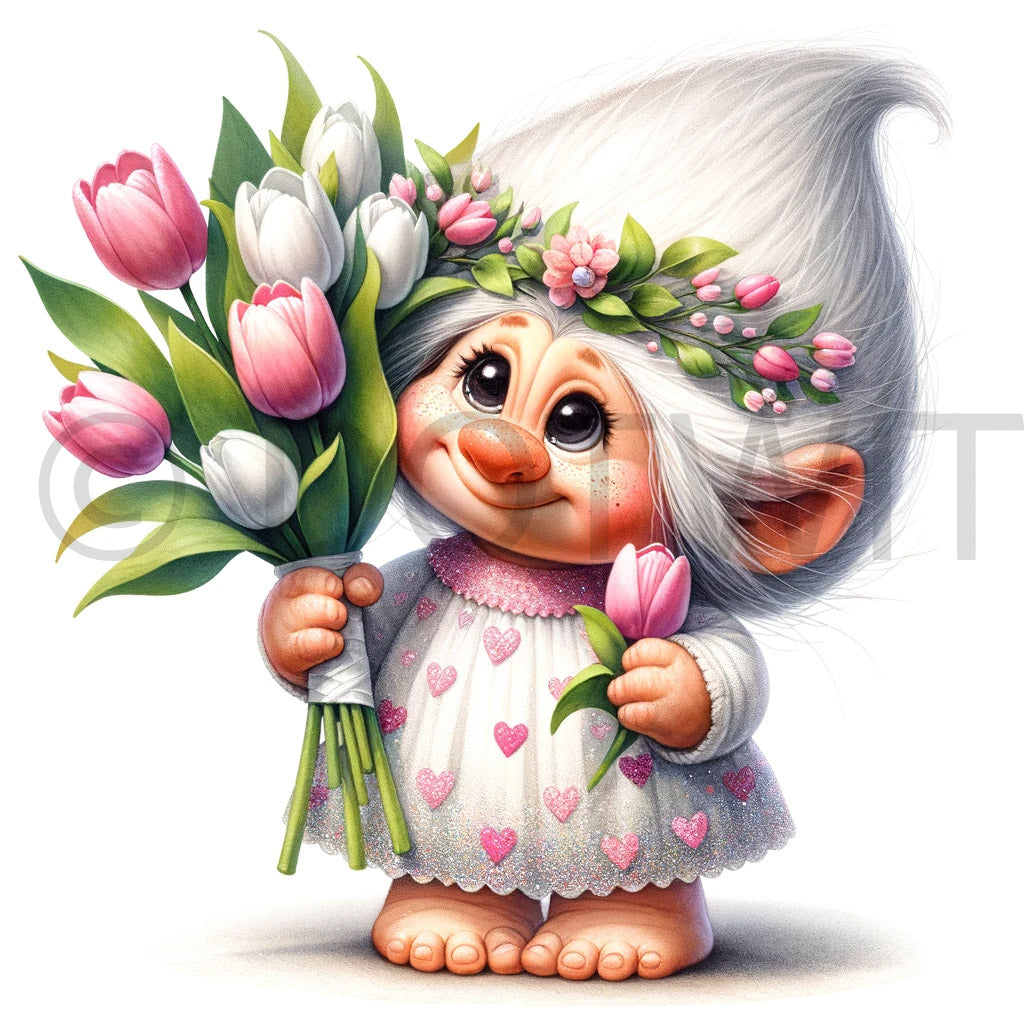 troll with flowers dalle
