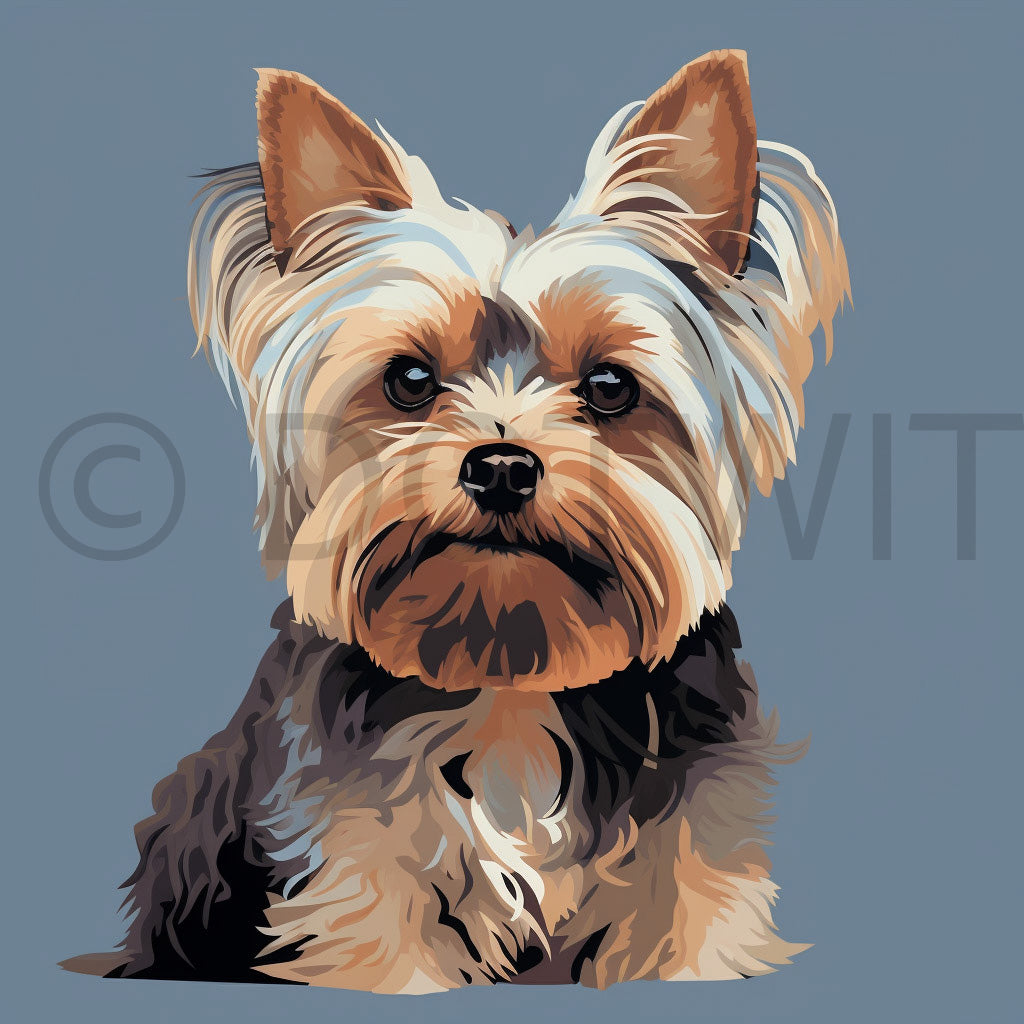 a yorkie portrait Minimalist Portrait Simple Digital Art People Pets and Midjourney Prompt Commercial Use