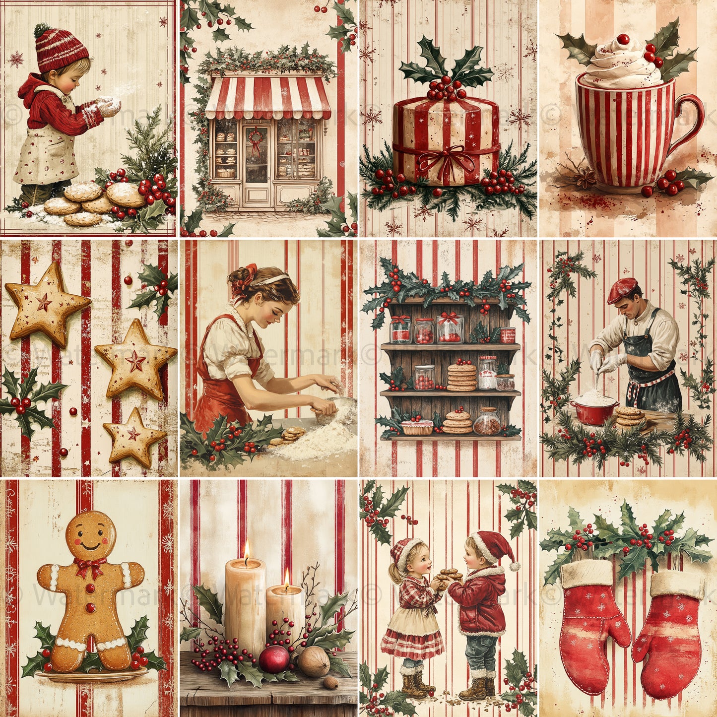 Midjourney Prompts for Bakery Christmas Red Plaid Papers