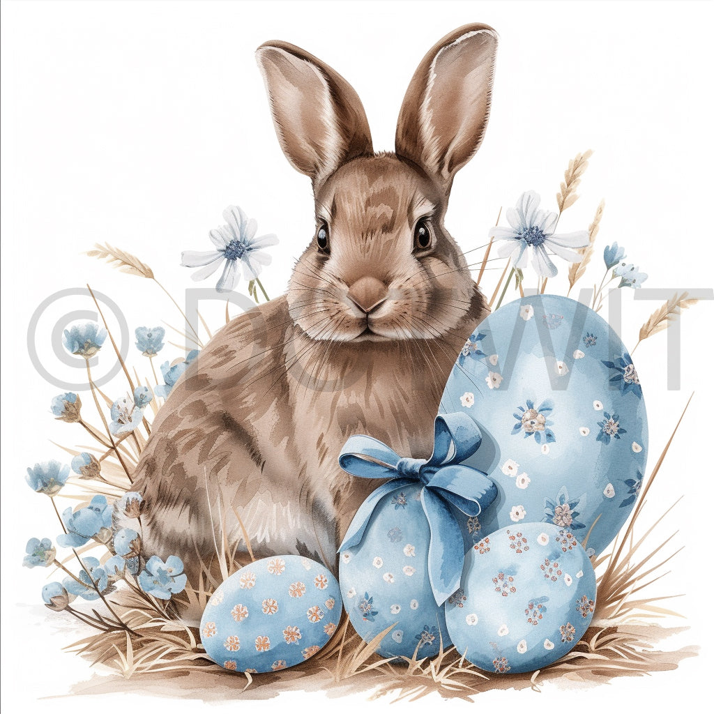 easter bunny with easter eggs clipart