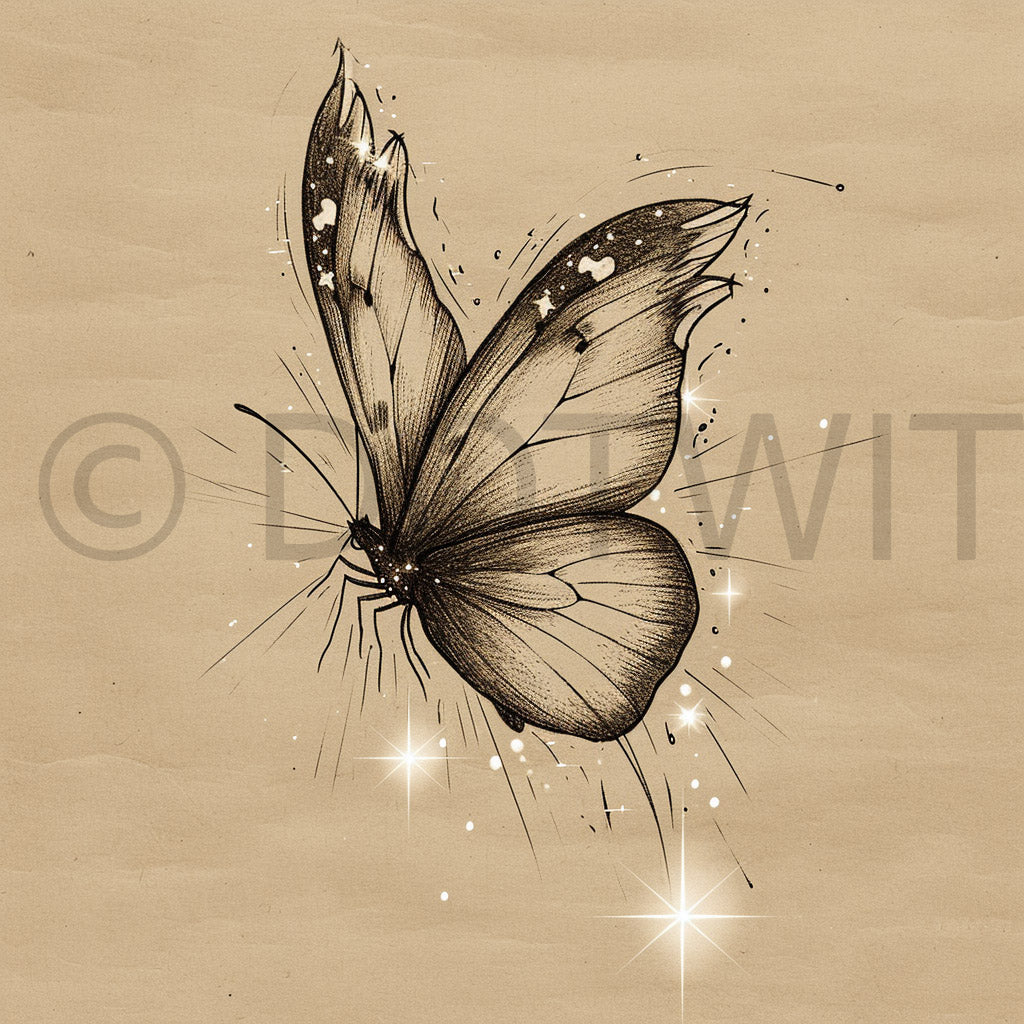 a buttefly Shiny Sparkling Cute Drawings Midjourney Prompt