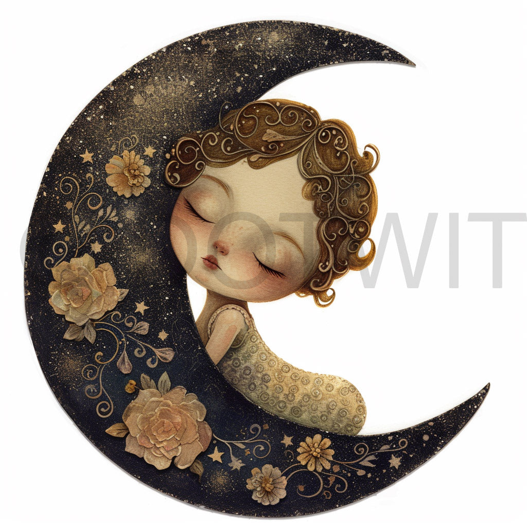 baby in the moon clipart