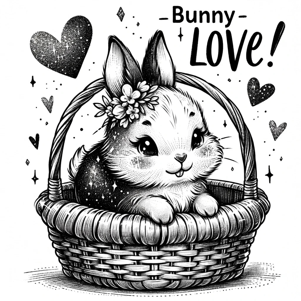 DALLE 3 Prompt For Valentines Illustrations with Text bunny