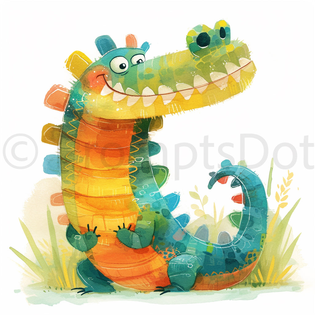 crocodile Nursery Watercolor