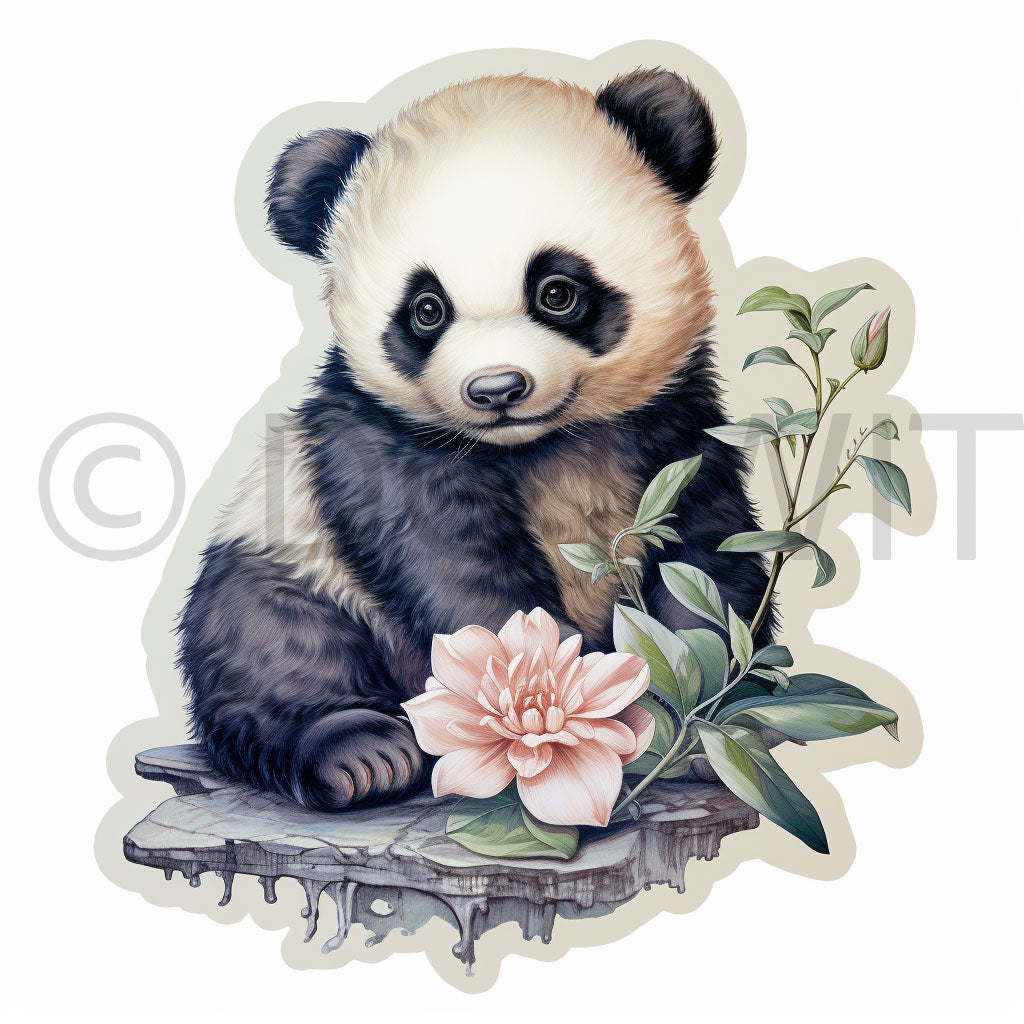a cute panda Vintage Stickers Midjourney Prompt