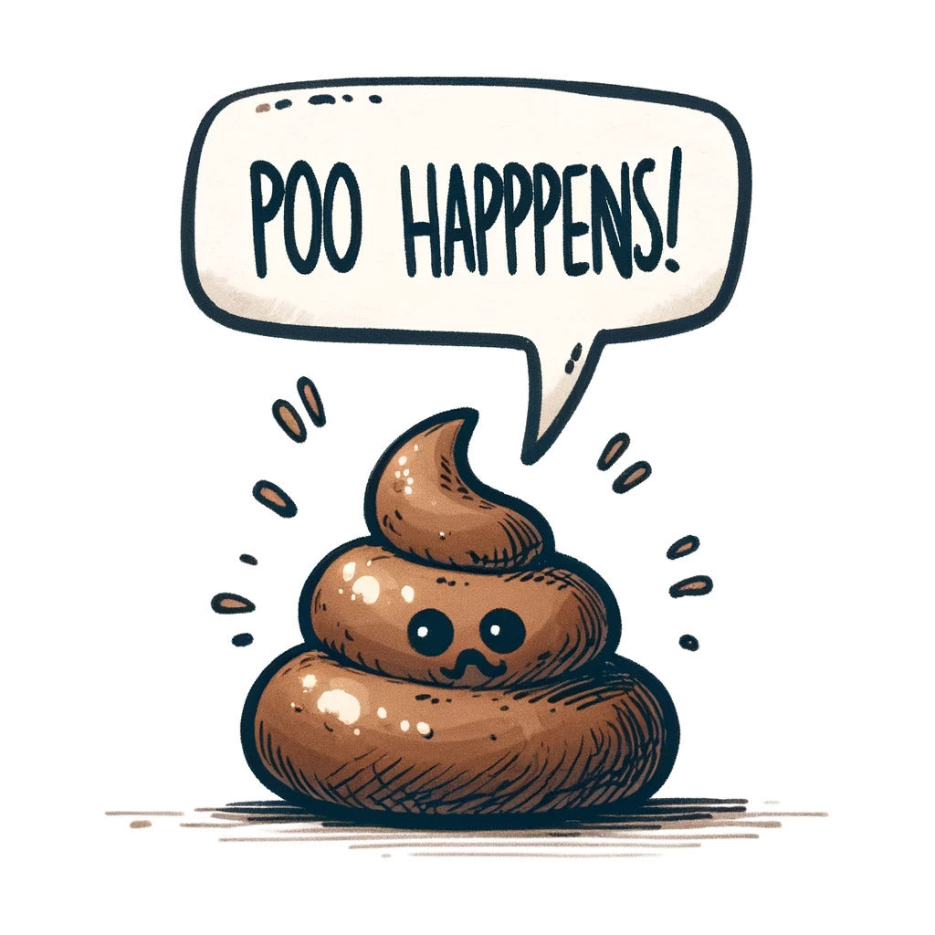 a cute poo with text