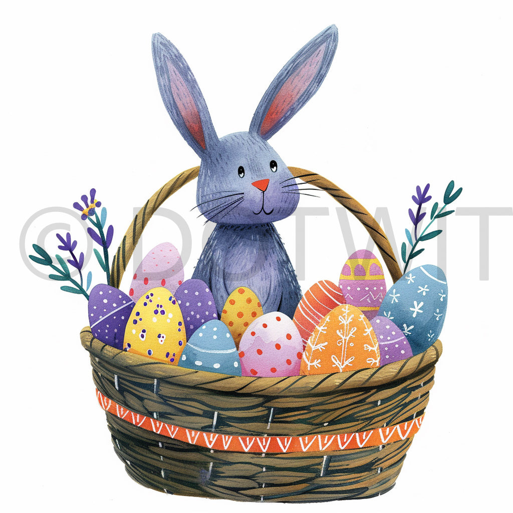 an easter basket with a bunny clipart