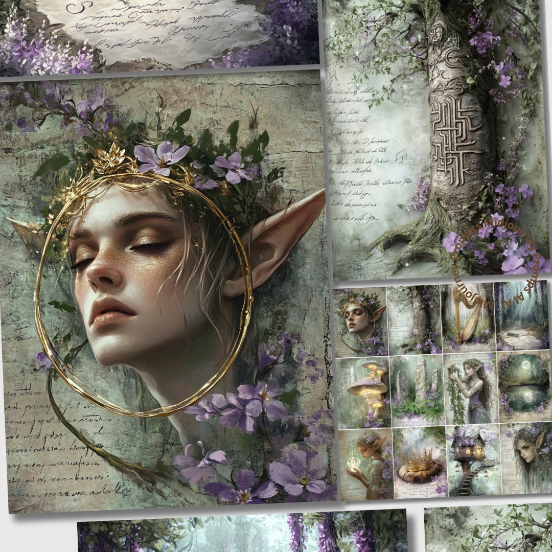 Midjourney Prompts for Elven Forest Junk Journal Kits