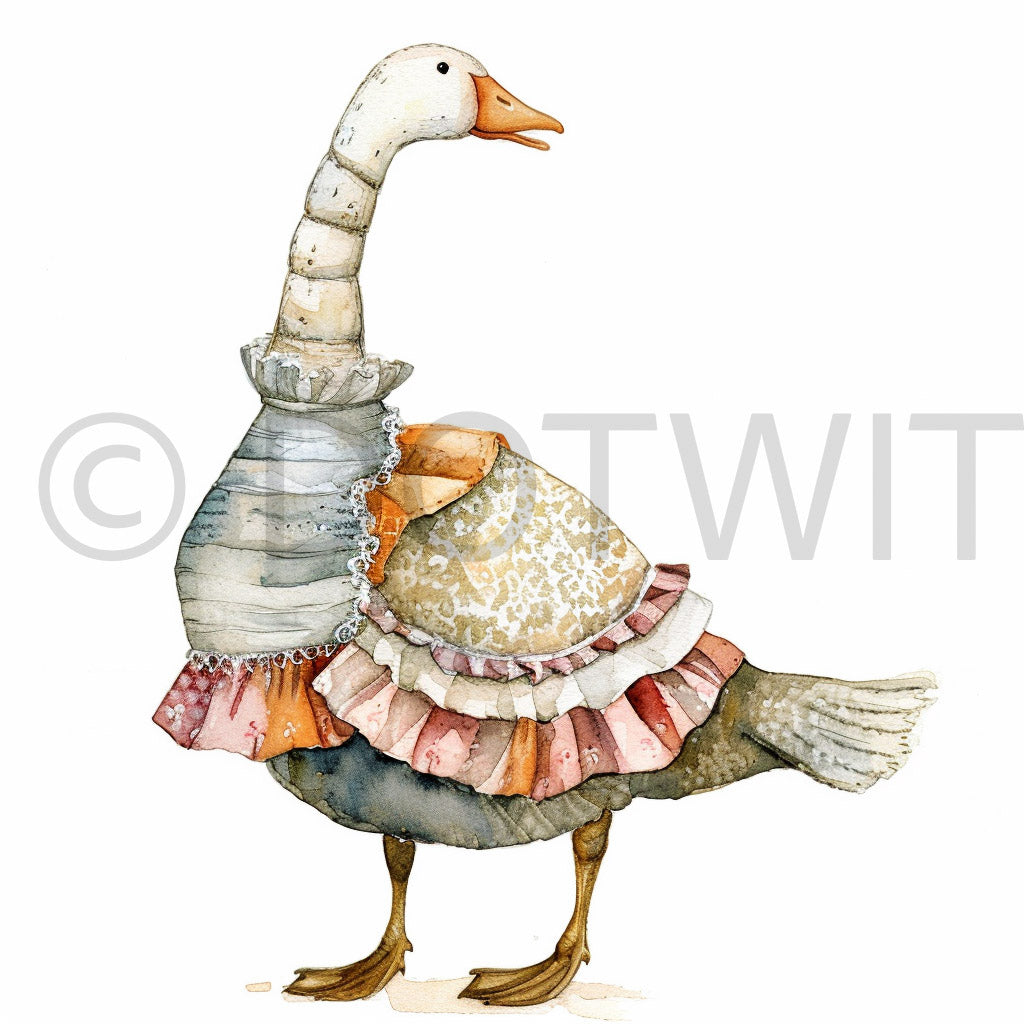 a cute goose Vintage Whimsical Characters Midjourney Prompt