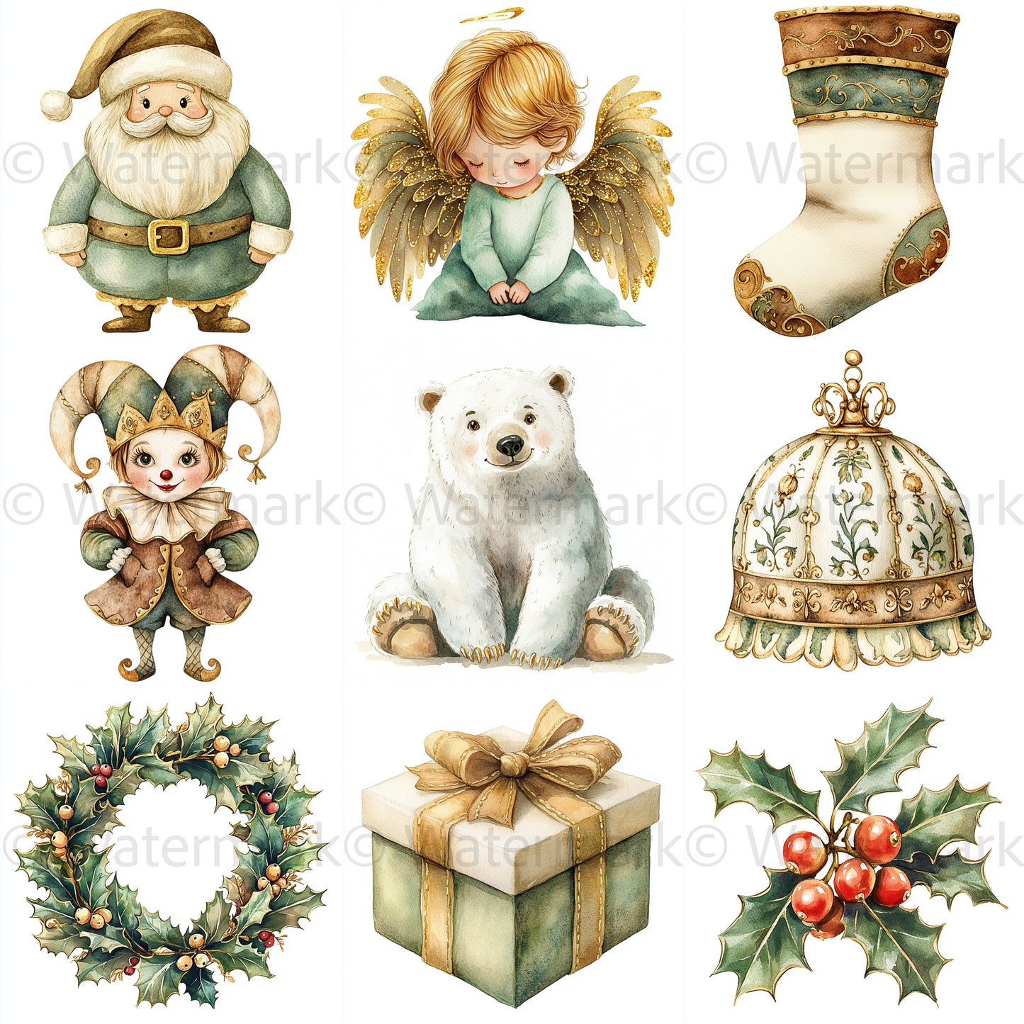 Midjourney Prompts for Simple Gold Coquette Christmas Clipart