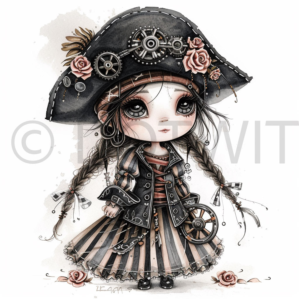 a cute pirate Whimsical Romantic Illustrations Midjourney Prompt